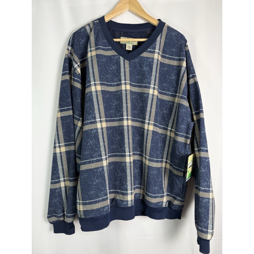 Boca Classic Mens Pullover Golf Jacket XL XLarge Plaid Blue Beige NWT - Picture 1 of 5